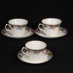 3 Sets of Tea Cups & Saucers. Vintage Alfred Meakin UK